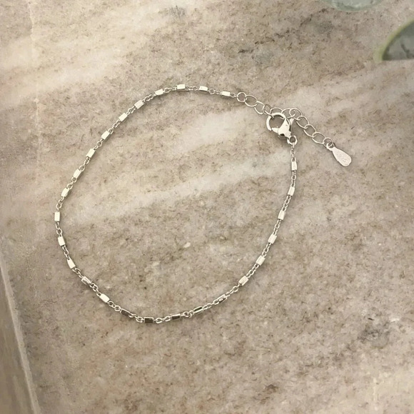 925 Sterling Silver Dainty Minimalist Bracelet Thin Link Stacking Bracelet - Picture 7 of 8